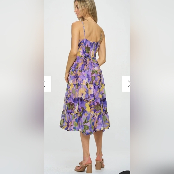 STORIA Floral Midi Ruffled Dress size S - Picture 2 of 10